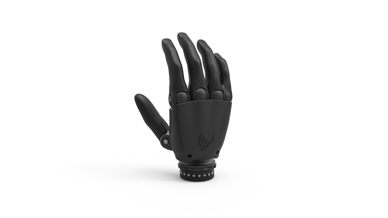 A robotic hand and a human hand reaching toward each other