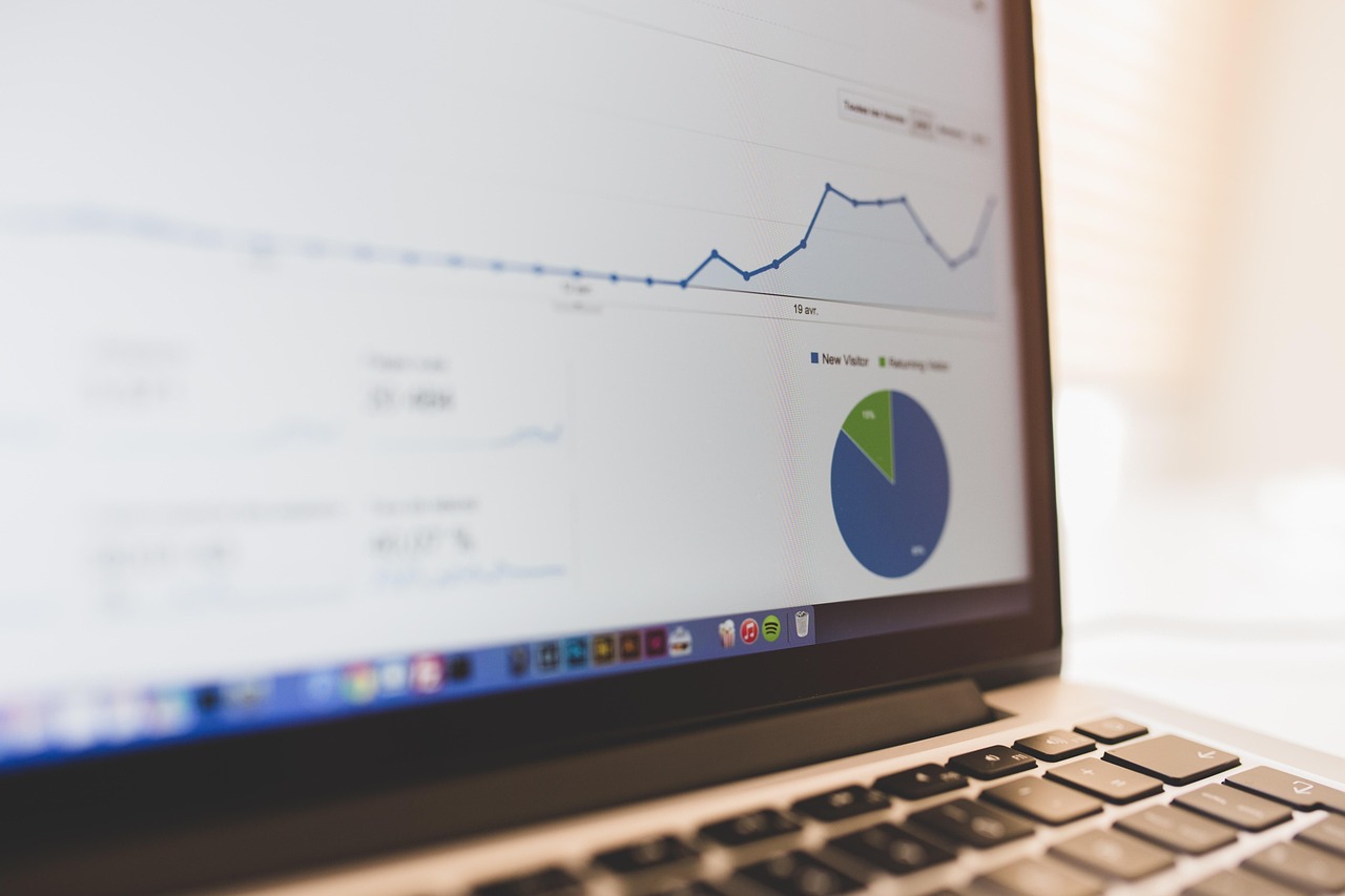 Dashboard showing analytics metrics and charts