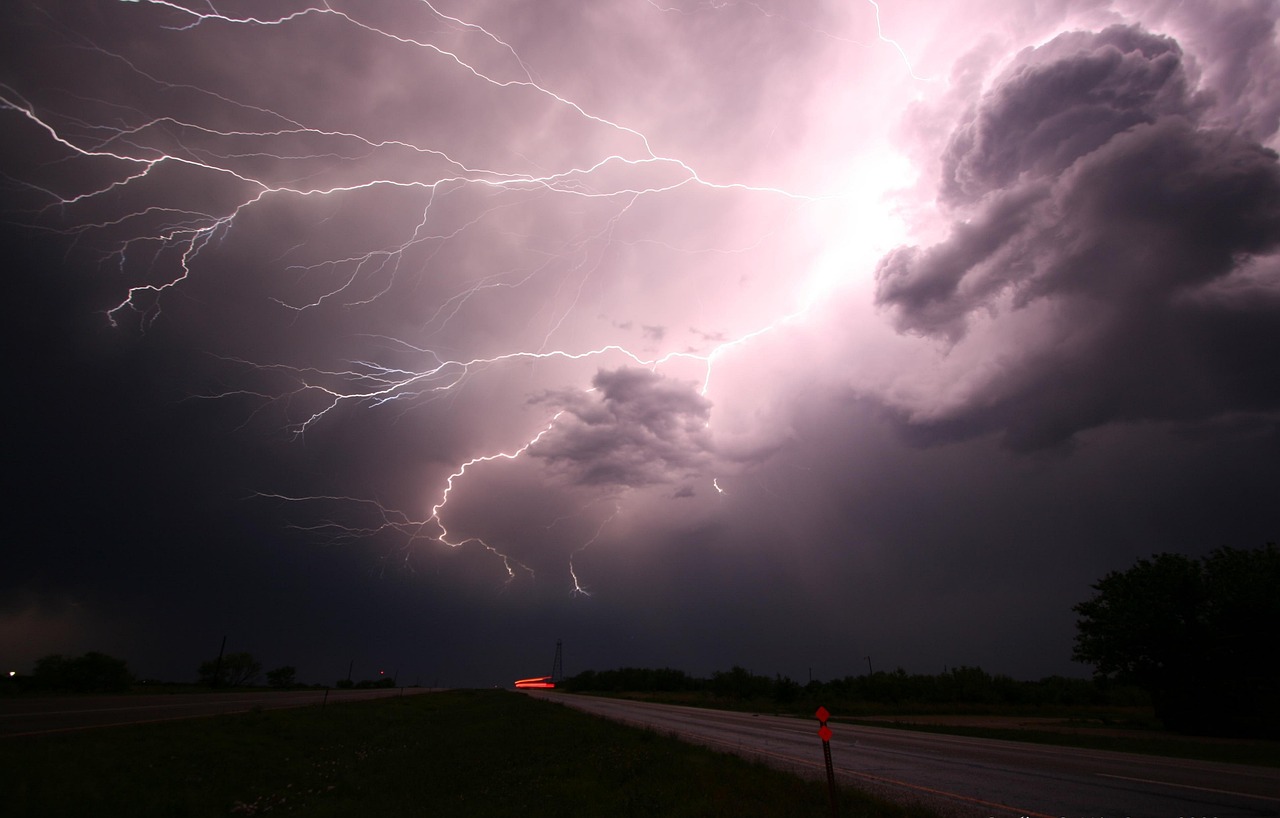 A storm over a city representing network resilience under stress