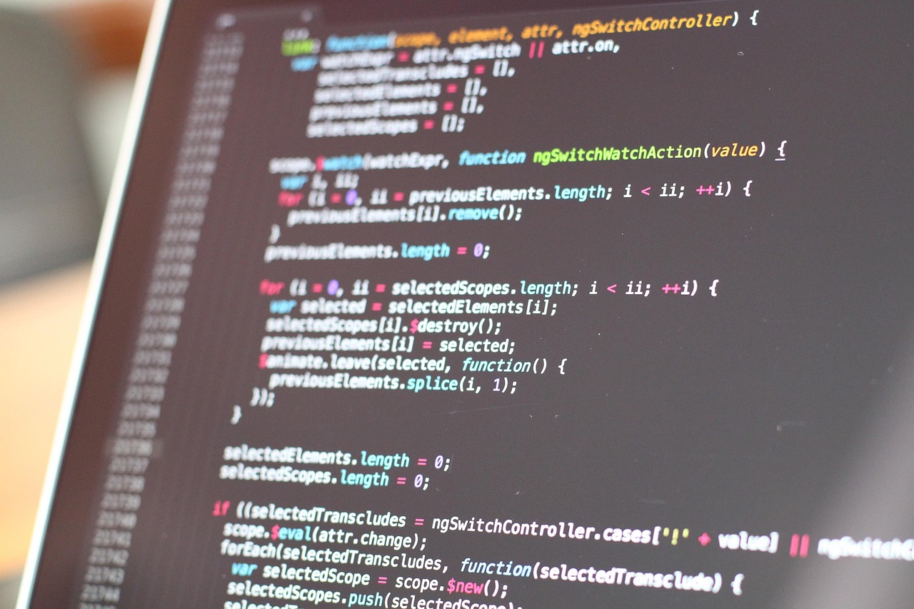 Close-up of software source code displayed on a screen